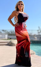 Connie's ***LIMITED*** "Sophisticated SEDONA DESERT SUNSET Maxi" Ruched Butt, STRETCH MESH, Open Back, Adjustable Halter tie