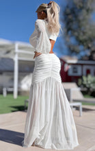 Connie's "PURE WHITE DAISY 🌴 Island Princess Maxi" Stretch Fit, Lined Upper and Lower, See thru Arms and Legs, One Thigh Opening🥂 Made in USA