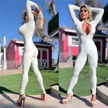 Connie's EXCLUSIVE "PURE WHITE Zip Front Jumpsuit" Double Fabric Support, No Bra Needed ... Made in USA
