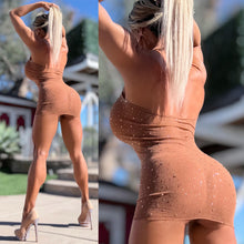 Connie's EXCLUSIVE "NAKED ISLAND GIRL ✨ CHAMPAGNE ROOM MINI" Rhinestone Sparkle, Extreme Stretch See Thru MESH Lingerie Mini Dress