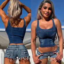 Connie's VERY LIMITED "STRETCH DENIMN CORSET FIT TANK TOP" CORSET FIT LIFT and SMASH SIDE ZIP Closure, Full Stretch fit