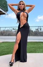 Connie's  LIMITED "RESORT WEAR RICH $ SEDUCTIVE BLACK MAXI" With EXTREME Thigh Cut and GOLD Accent, NOT for The SHY