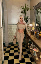 "LIMITED" Connie's "RICH WARM Cable Knit Sweater Set" Side ZIP Crop Top and Fold Over Front Zip Leggings