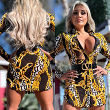 Connie's RICH RICH "FITTED SEMI SHEER & SEDUCTIVE BLACK & GOLD MINI" Full Button Down FITTED MESH SHIRT DRESS 🍸