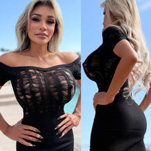 Connie's LIMITED AT THIS PRICE!!! "RICH!!! LUXURY SEMI SHEER PURE BLACK MINI 🍸" BLACK Semi Sheer Spandex Knit