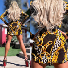 Connie's RICH RICH "FITTED SEMI SHEER & SEDUCTIVE BLACK & GOLD MINI" Full Button Down FITTED MESH SHIRT DRESS 🍸