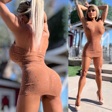 Connie's EXCLUSIVE "NAKED ISLAND GIRL ✨ CHAMPAGNE ROOM MINI" Rhinestone Sparkle, Extreme Stretch See Thru MESH Lingerie Mini Dress