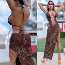 Connie's LIMITED EXCLUSIVE "EXOTIC LEOPARD MAXI" OPEN CHEST, Open Back, SOFT Stretch Fabric, Infinite Tie adjustments