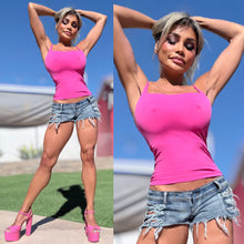 Connie's Exclusive "SEAMLESS and SMOOTH DOUBLE Layer CAMI Top" BRIGHT PINK Super Stretch Fit...Made in The USA😍