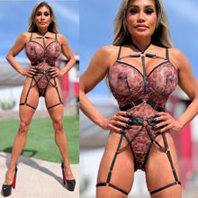 Connie's LIMITED Adults ONLY FULLY ADJUSTABLE "RED KISS 💋 LEOPARD F-ME BODYSUIT" Adjusts to about any Body type, Lingerie or Club Bodysuit