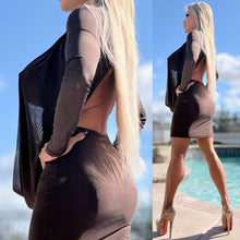 Connie's LIMITED "RICH CHOCOLATE MESH 🥂🍾 RICH & DARING MINI" GIANT COWL Plunge, Double Fabric LINED, Not for the SHY