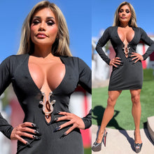 Connie's EXCLUSIVE "Elegant BLACK SNAKE DEEP PLUNGE MINI" Gold SNAKE Accent, EXTREME PLUNGE Super Stretch PENCIL FIT 🍸🍸🍸