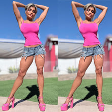 Connie's Exclusive "SEAMLESS and SMOOTH DOUBLE Layer CAMI Top" BRIGHT PINK Super Stretch Fit...Made in The USA😍