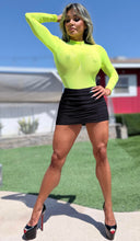 Connie's 2 Pack Set "SHEER LUXURY BODYSUIT" NEON PINK and YELLOW, SOFT SEMI SEE THRU, FULL STRETCH FIT, with a Button Neck and Snap Bottom Closure