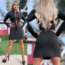 Connie's "OPEN LACE UP CHEST Mini" BLACK & BLACK Trim and adjustable Lace, FULL STRETCH FIT!!!