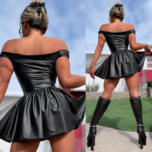 Connie's LIMITED EXCLUSIVE 😈NAUGHTY NAUGHTY RUBBER CLUB MINI😈 BLACK FULL STRETCH RUBBER FABRIC, Built in Booty Shorts, Made in the USA