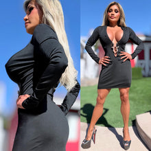 Connie's EXCLUSIVE "Elegant BLACK SNAKE DEEP PLUNGE MINI" Gold SNAKE Accent, EXTREME PLUNGE Super Stretch PENCIL FIT 🍸🍸🍸