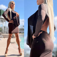 Connie's LIMITED "RICH CHOCOLATE MESH 🥂🍾 RICH & DARING MINI" GIANT COWL Plunge, Double Fabric LINED, Not for the SHY