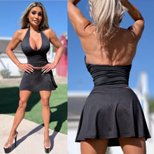 Connie's EXCLUSIVE "SMALLER DEEPER SEAMLESS Temptation Halter Top" NO UNDEWRBOOB SEAM, BLACK Double Fabric support, for use without a Bra, Made in USA