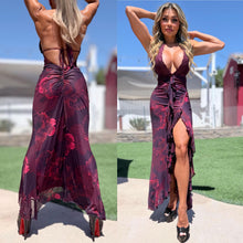 Connie's ***LIMITED*** "Sophisticated 🍷 DESERT ROSE HIGH LOW Maxi" Ruched Butt, STRETCH MESH, Open Back, Adjustable Halter tie
