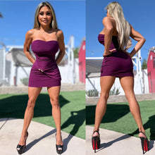 Connie's EXCLUSIVE "APHRODITE'S GRAPES 🍇" RICH STRAPPLESS GOLD ACCENT EVENING MINI, NO BRA NEEDED with DOUBLE FABRIC SUPPORT, Made in USA