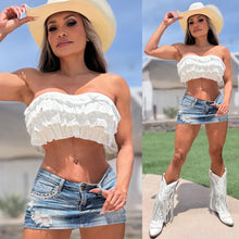 CONNIE's 2 Pack SET "Makes Them Look EVEN BIGGER RUFFLE EYELET Bandeau Top" BLACK and WHITE SOFT STRETCH FIT