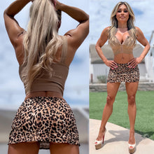 Connie's LEOPARD PRINT "STRETCH LOW WAIST MICRO MINI SKIRT" Side thigh Cuts, Built in BOOTY Shorts🍸... Made in USA