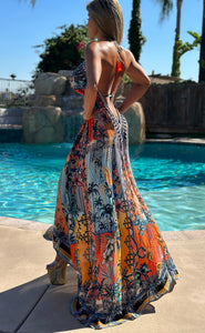 ***LIMITED*** Connie's LUX 🌴 Island BoHo Style, Hawaii in The Fall *Silk* High Low Maxi" With Hand Sewn 💎 Crystal Accents ...💯😘