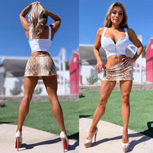 Connie's SNAKE PRINT "STRETCH LOW WAIST MICRO MINI SKIRT" Side thigh Cuts, Built in BOOTY Shorts🍸... Made in USA
