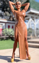 Connie's LIMITED EXCLUSIVE "DARING DOUBLE SPLIT MIDI" TAN Stretch X-Leather, EXTREME Double Thigh Split
