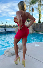 Connie's "STRAPLESS STAY PUT RED MINI" RUCHED Stretch Fit With Chest Boning To make your GIRLS Stay Put!!!