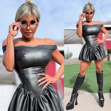 Connie's LIMITED EXCLUSIVE 😈NAUGHTY NAUGHTY RUBBER CLUB MINI😈 BLACK FULL STRETCH RUBBER FABRIC, Built in Booty Shorts, Made in the USA