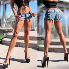 Connie's  "DESTROYED LOW RISE BOOTY FLASH Jean Shorts"  5 Pocket Zip front Top Button Perfection 🩷🩷🩷