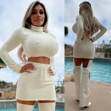 Connie's EXCLUSIVE "RICH SOFT & FLUFFY CREAM SET" Mini Skirt and Long Sleeve Top, with Form Fit Stretch ❤️❤️❤️