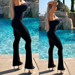 Connie's "EXCLUSIVE" VIP 🥂, BLACK 🖤🖤s Flared leg Tube Jumpsuit ...🥂😈😈😈 ...MADE in the USA😘