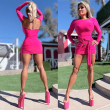 Connie's *EXCLUSIVE* "DARK PINK FAUX WRAP MINI" SUPER SHORT and TIGHT FIT, GOLD ACCENT, Made in USA