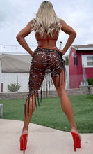 Connie's "RICH "B" Resort Bikini Cover up" STRETCH SEE THRU BLACK MESH AND SILVER SEQUIN, Adjustable Tie Side Made in USA