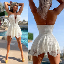 Connie's "ANGEL VIXEN LACE MICRO Mini" with Built in Booty Shorts, Adjustable Corset Chest, Full Stretch Fit