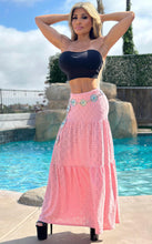 FINAL SALE Connie's Embrace the charm of the WEST "LOW RISE, RICH STRETCH Eyelet Lace MAXI Skirt"... PINK ... Made in USA