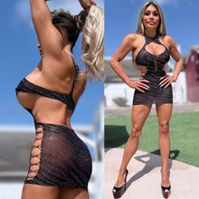 Connie's "THE PERFECT SINFUL 😈 FIT MINI" Rhinestones 💎💎💎 and STRATEGIC CUT OUTS, Stretch See Thru CLUB PARTY Lingerie Mini Dress