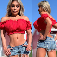 Connie's EXCLUSIVE!!! "Semi Sheer RED Crop Top" Soft Semi See thru with Elastic chest and arm to fit a wide range of sizes, Not For the Shy