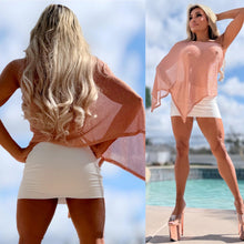 Connie's RICH & SOPHISTICATED🍸 "SEMI SHEER METALLIC ROSE GOLD Top🍸" One Shoulder Asymmetrical, Knit cape top, Made in USA!!!