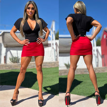 Connie's EXCLUSIVE "TIGHT WAIST FLUTTER SLEEVE DEEP PLUNGE TOP" BLACK Double Fabric Support, for use without a Bra, Made in USA