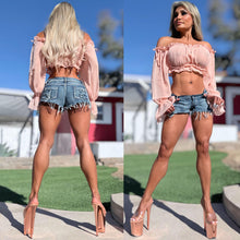 Connie's EXCLUSIVE!!! "Semi Sheer Passion Pink LONG SLEEVE Crop Top" Soft Semi See thru with Elastic chest to fit a wide range of sizes, Not For the Shy