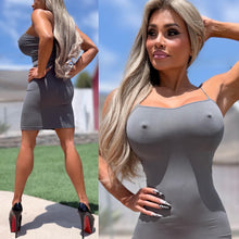 Connie's $32.95 SEAMLESS MINI EXCLUSIVE "GOTH GRAY EVERYDAY HEAD TURNER TANK MINI DRESS" Tight Fit Super Stretchy