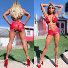 Connie's EXCLUSIVE!!! "H.A.F.  Booty Flash Shorts" Made in USA, RED LUST Rubberized Stretch Fit