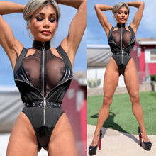 Connie's LIMITED CHAMPAGNE ROOM EXCLUSIVE 😈 "SEDUCTIVE ZIP ME DOMINATRIX Bodysuit" DUAL front Zip, Removable RIVET Belt, Bottom Closure