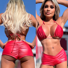 Connie's EXCLUSIVE!!! "H.A.F.  Booty Flash Shorts" Made in USA, RED LUST Rubberized Stretch Fit