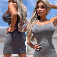 Connie's $32.95 SEAMLESS MINI EXCLUSIVE "GOTH GRAY EVERYDAY HEAD TURNER TANK MINI DRESS" Tight Fit Super Stretchy