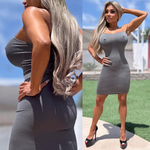 Connie's $32.95 SEAMLESS MINI EXCLUSIVE "GOTH GRAY EVERYDAY HEAD TURNER TANK MINI DRESS" Tight Fit Super Stretchy